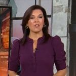 Meg Oliver's purple puff sleeve dress on CBS Mornings