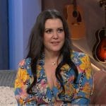 Melanie Lynskey’s blue floral ruffle dress on The Kelly Clarkson Show