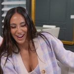 Melissa’s lavender plaid cardigan on The Real Housewives of New Jersey