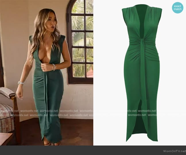 Micas Deep V-Neck Sleeveless Midi Dress worn by Alex Halll (Alex Hall) on Selling the OC