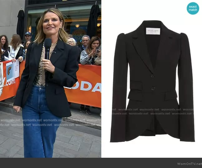 Michael Kors Puffed-Sleeve Gabardine Blazer worn by Savannah Guthrie on Today