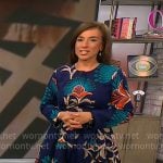 Michelle Miller’s blue floral flared dress on CBS Mornings