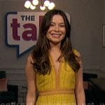 Miranda Cosgrove's yellow tweed mini dress on The Talk