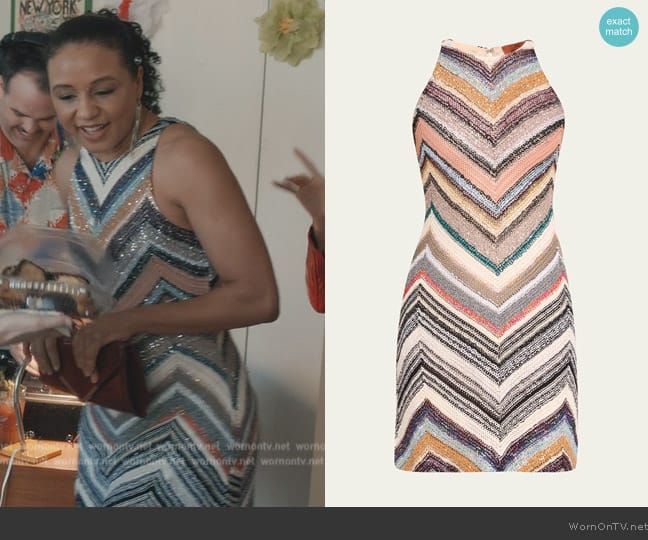 Missoni Chevron Knit Sequin Mini Dress worn by Kaya Blanke (Carra Patterson) on Elsbeth