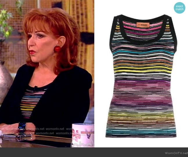 Missoni Woven stripe pattern tank top worn by Joy Behar on The View