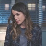 Monica's grey plaid shirt on Greys Anatomy