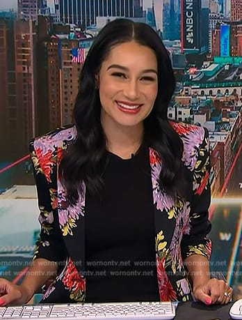 Morgan's black floral blazer on NBC News Daily