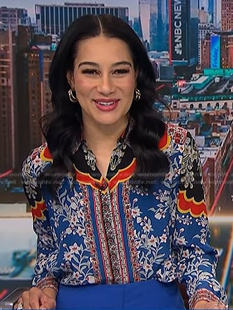 Morgan's blue floral blouse on NBC News Daily