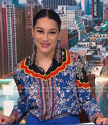 Morgan’s blue floral blouse on NBC News Daily