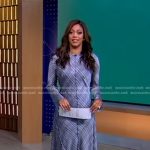 Morgan’s blue plaid midi dress on Good Morning America