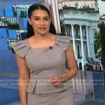 Morgan's grey peplum dress with pleated shoulders on NBC News Daily