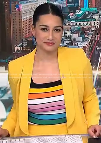 Morgan’s multicolor striped top on NBC News Daily