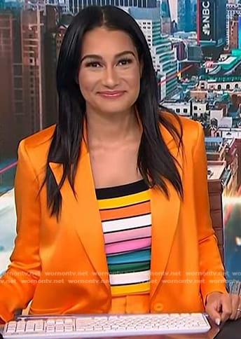 Morgan’s multicolor striped top on NBC News Daily