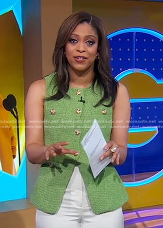 Morgan's green tweed vest on Good Morning America