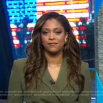 Morgan’s olive green belted blazer on Good Morning America