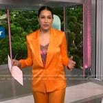 Morgan's pink paisley print cami and orange suit on NBC News Daily