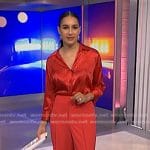 Morgan’s red chain print shirt and wide-leg pants on NBC News Daily