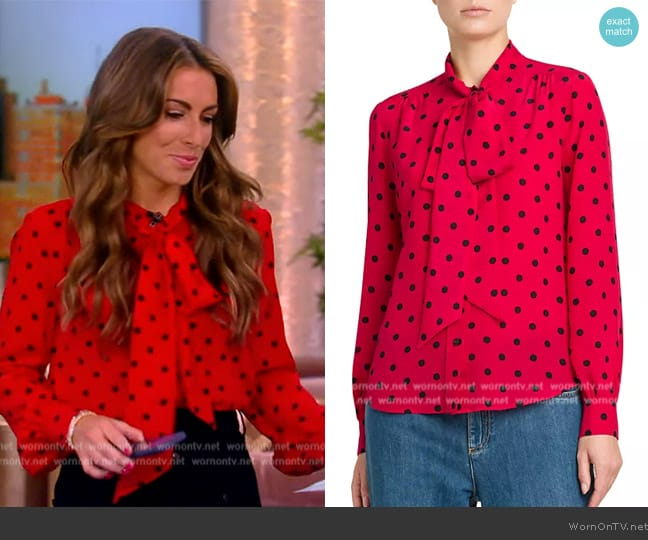 Moschino Silk Polka-Dot Tie-Neck Blouse worn by Alyssa Farah Griffin on The View