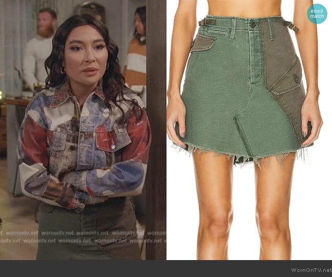 Mother The G.I. Jane Mini Skirt worn by Jamie (Miya Horcher) on All American