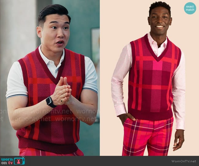 Mr Turk Neso Sweater Vest worn by Nicholas (Joel Kim Booster) on Loot