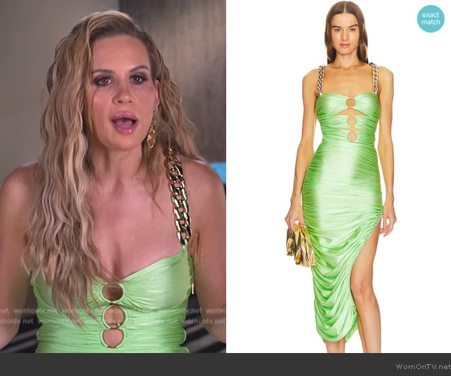 Bronx and Banco Nadia Midi Dress worn by Jackie Goldschneider on The Real Housewives of New Jersey