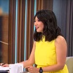 Nancy Chen's yellow pleated dress on CBS Mornings