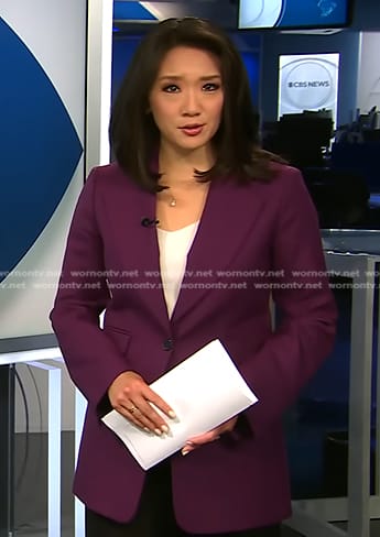 Nancy Chen's purple blazer on CBS Evening News