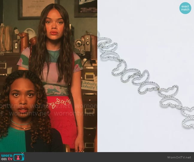 Nasty Gal Diamante Butterfly Belt worn by Minnie 'Mouse' Honrada (Malia Pyles) on Pretty Little Liars Original Sin