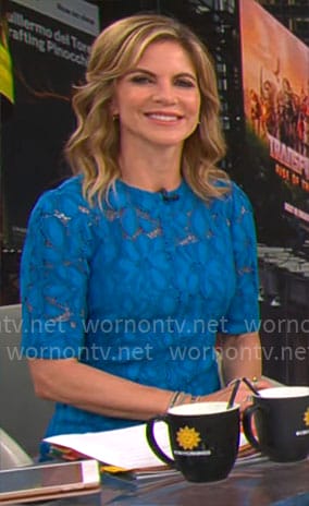 Natalie Morales' blue lace dress on CBS Mornings