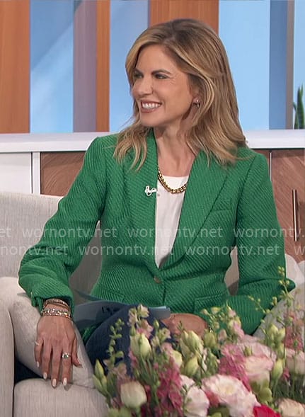 Natalie's green textured blazer on The Talk