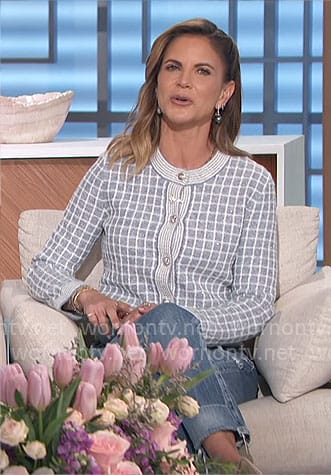 Natalie's sequin checked cardigan on The Talk