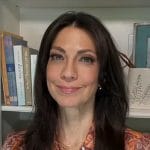 Dr. Natalie Azar’s brown abstract print blouse on NBC News Daily