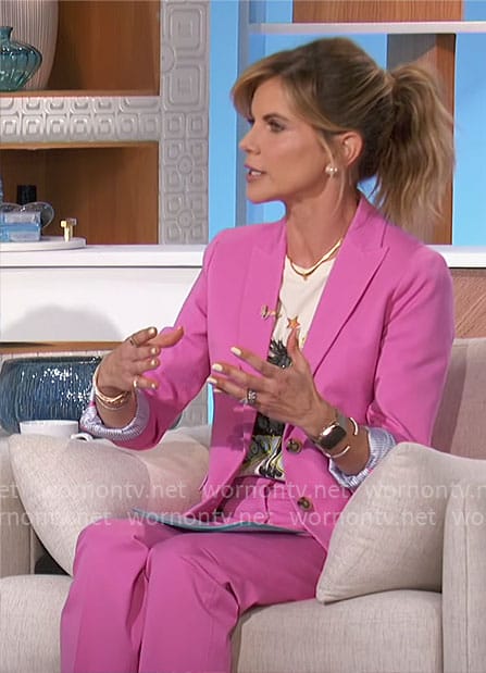 Natalie’s pink suit and horse graphic t-shirt on The Talk