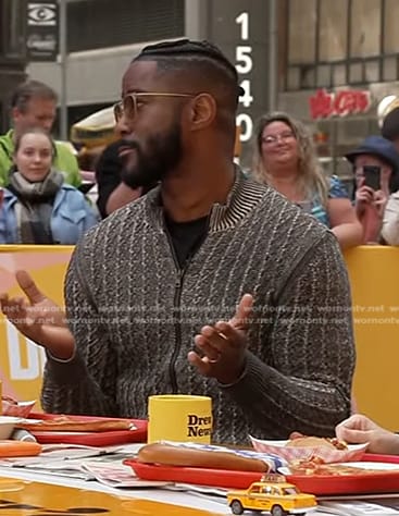 Nate Burleson's knit zip jacket on The Drew Barrymore Show