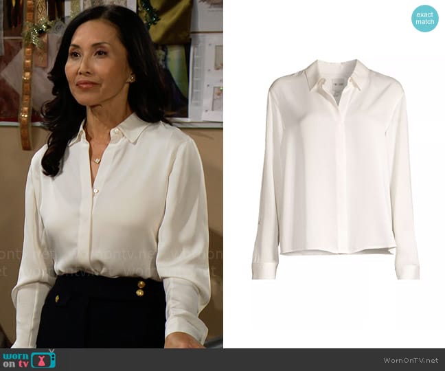 Nic + Zoe  Satin Chiffon Button-Front Shirt worn by Li Finnegan (Naomi Matsuda) on The Bold and the Beautiful