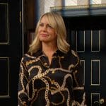 Nicole’s black chain print blouse on Days of our Lives