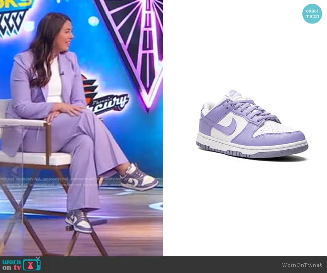 Nike Dunk Low Next Nature Sneakers in Lilac worn by Jess Smith on Good Morning America