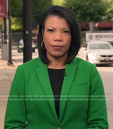 Nikole Killion’s green blazer on CBS Evening News