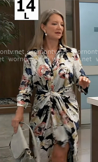 Nina's floral tie waist shirtdress on General Hospital
