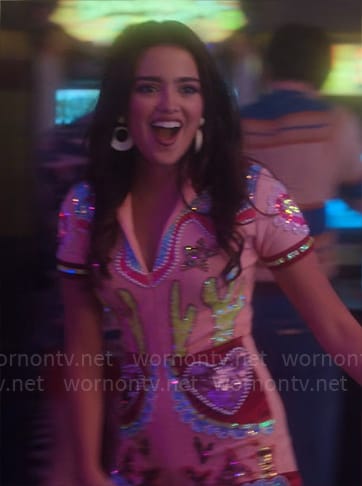 Noa’s embellished romper on Pretty Little Liars Summer School