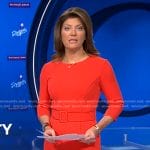 Norah's red belted dress on CBS Evening News