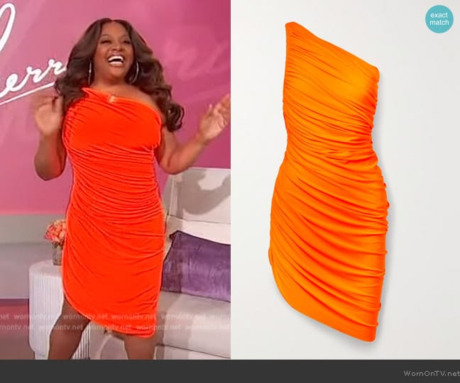 Norma Kamali Diana one-shoulder ruched stretch-jersey dress worn by Sherri Shepherd on Sherri