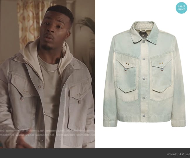 Objects lv Life Logo print cotton denim jacket worn by Spencer James (Daniel Ezra) on All American