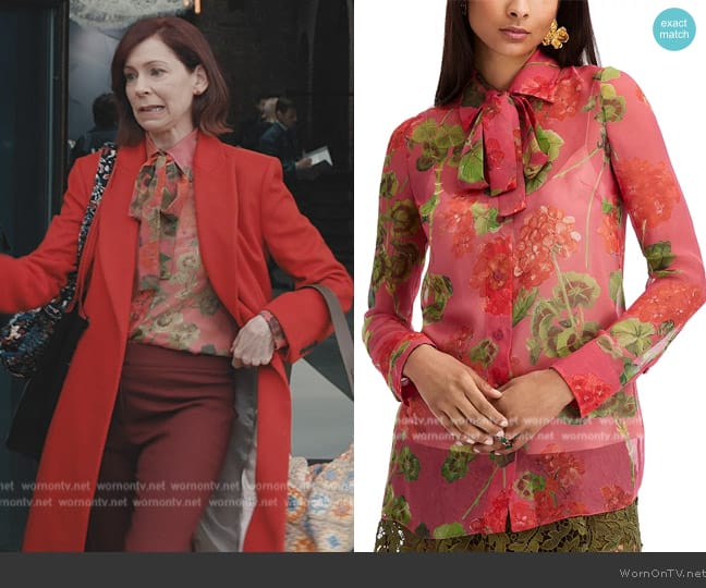 Oscar de la Renta Silk Tie Neck Blouse worn by Elsbeth Tascioni (Carrie Preston) on Elsbeth