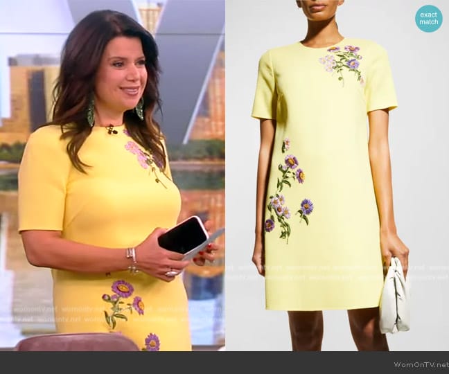 Oscar de la Renta Floral Embroidered Mini Shift Dress worn by Ana Navarro on The View