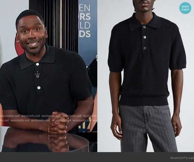 Our Legacy Traditional Cotton Polo Sweater worn by Justin Sylvester on E! News