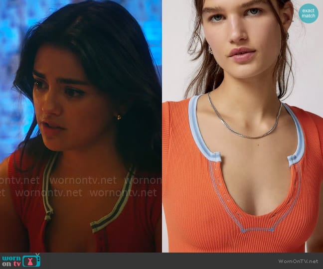 Out From Under at Urban Outfitters Go For Gold Top worn by Noa Olivar (Maia Reficco) on Pretty Little Liars Original Sin