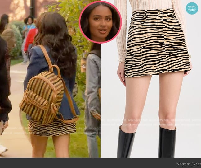 Keila’s tiger stripe mini skirt on Grown-ish