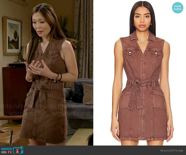 Paige Kelsee Dress in Vintage Brunette worn by Penelope Poppy Nozawa (Romy Park) on The Bold and the Beautiful