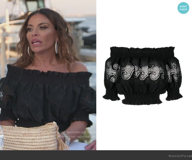 P.A.R.O.S.H. Embroidered semi-sheer cotton blouse worn by Dolores Catania on The Real Housewives of New Jersey